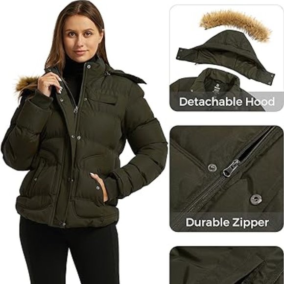 Women's Hooded Winter Coat Thicken Quilted Puffer Jacket Warm Parka - Picture 1 of 7